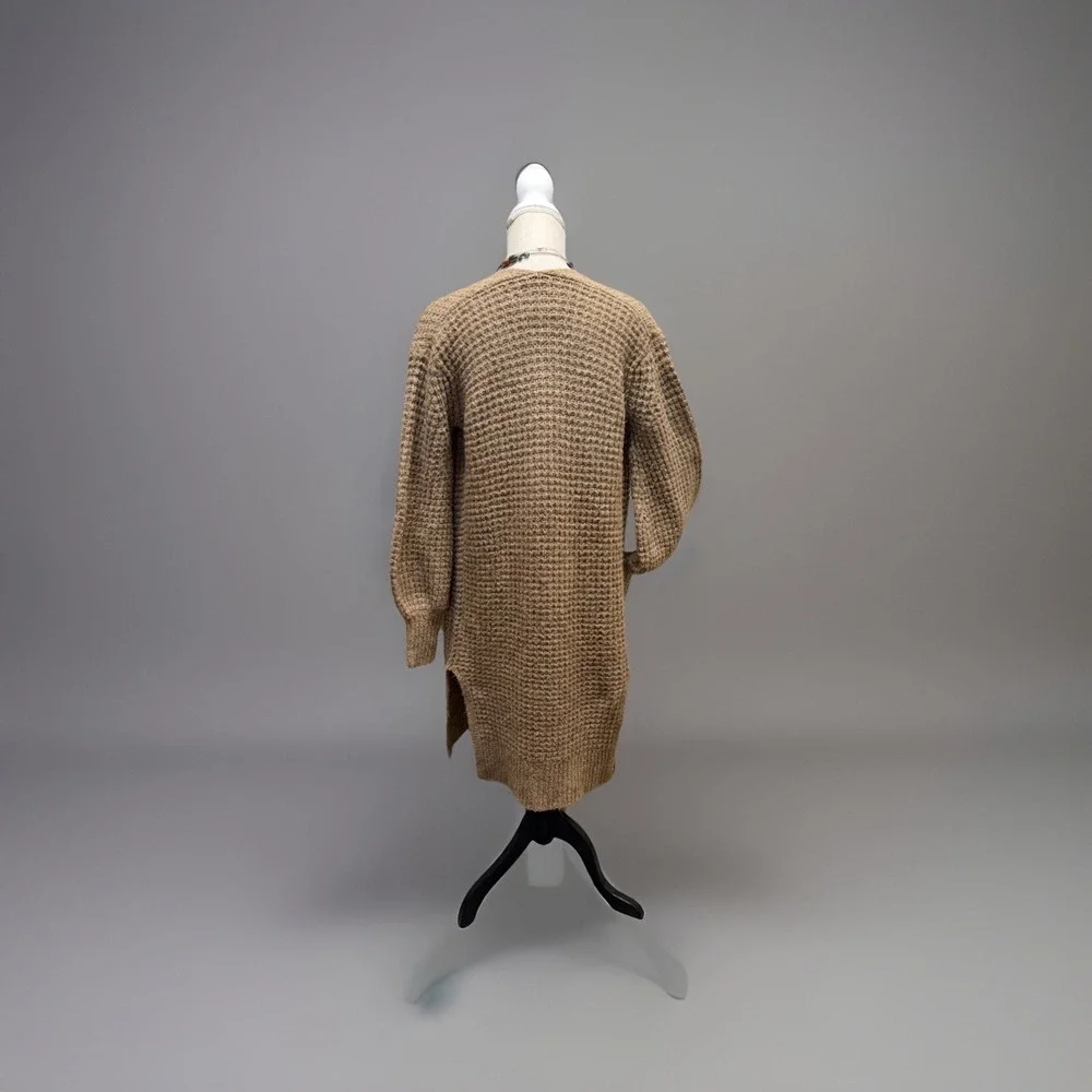 Abercrombie Women‎ Maxi Length Cardigan Side Slits Balloon Sleeve Brown Size XXS